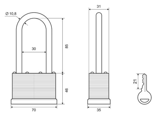 PALLADIUM Замок навесной 901S-65L