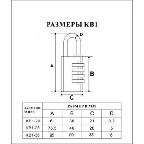 Замок навесной MSM KB1-28 Блистер