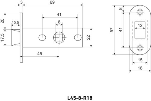 Аллюр  Защёлка АРТ L45-8-PR18 BN (чёрный никель) пластик