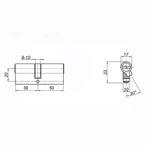 DORMA Цилиндровый механизм CBR-1 80 (30х50) ключ/ключ, никель