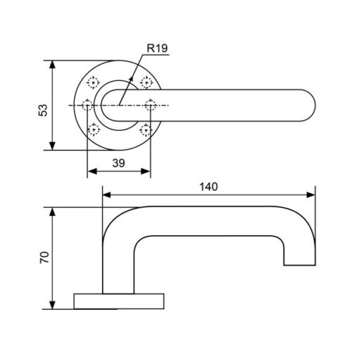 Стандарт  Комплект ручек 0203 SS (60-90) INOX нержавеющая сталь