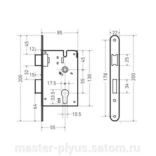 Аллюр  Замок врезной ЗВ 4-132 CP (хром)