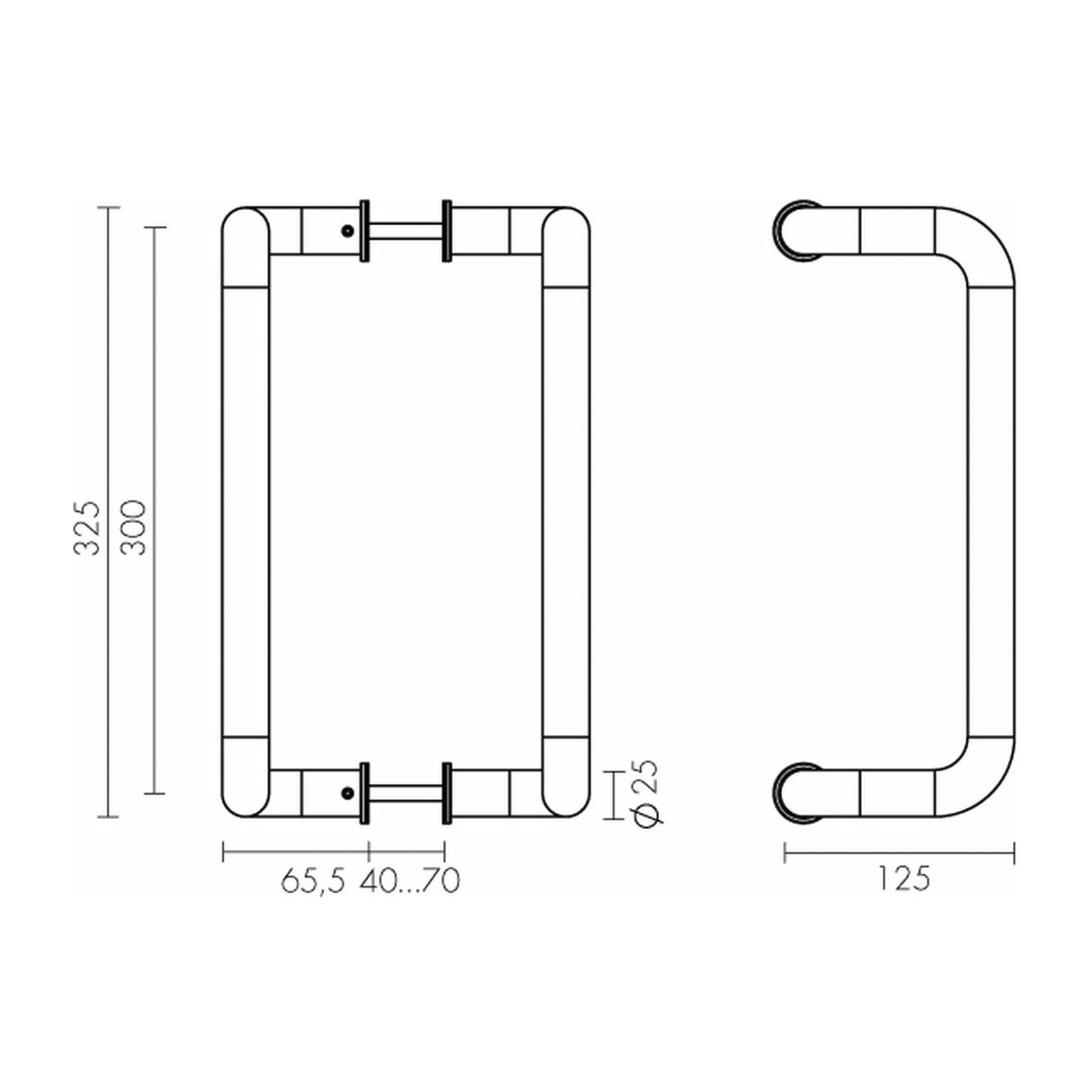 Ручка-скоба РН-2205/25/300/INOX/М8*140 Ручка-скоба РН-2205/25/300/INOX/М8*140