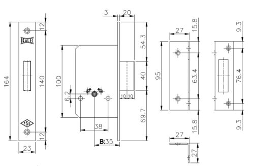 Каlе  Корпус замка 157-BS35-23NP-(SP,Ros) (без цилиндра) STB 15735000032