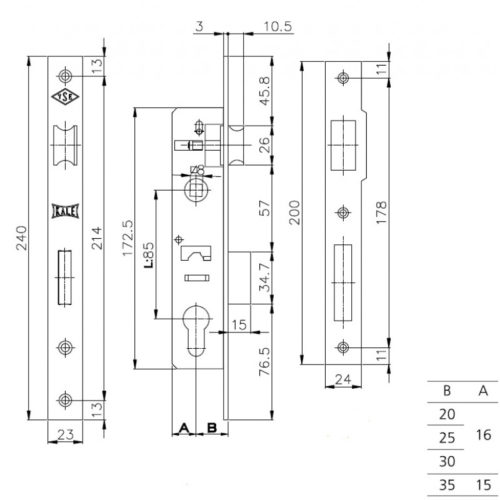Каlе  Корпус замка 153P-85BS30-16CP-(SP,Ros) (без цилиндра) STB 153P3000003