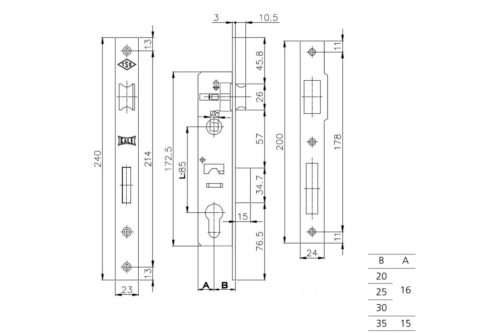Kale  Корпус замка 153-85BS20-23NP-(SP,Ros) (без цилиндра) STB 15320000021