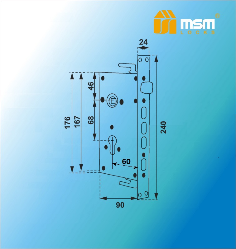 MSM Замок для китайских дверей ML68/60 CP MSM Замок для китайских дверей ML68/60 CP