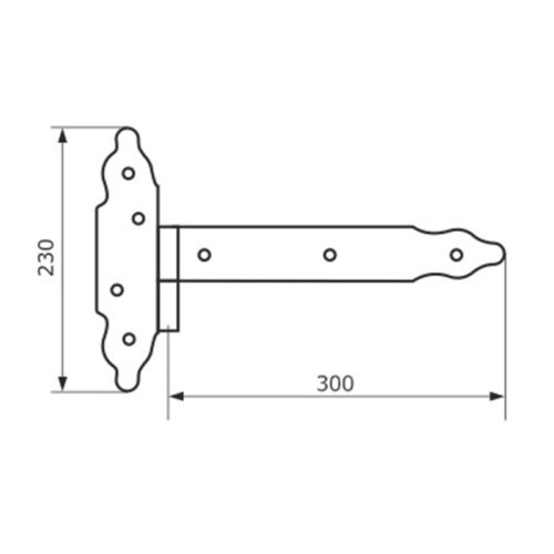 Петля-стрела фигурная съёмная ПС-300 (чёрная) - левая