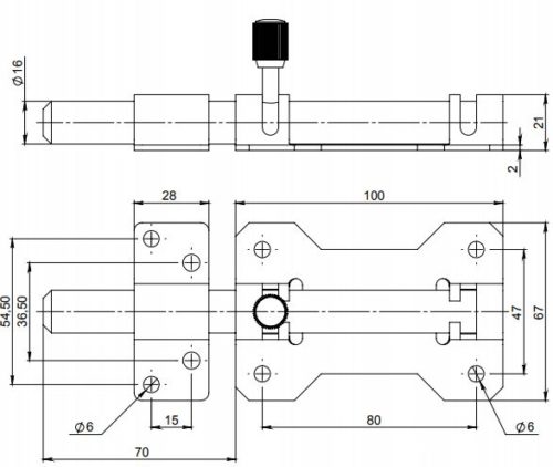 Засов дверной ЗЩ 039 (медь) г.Боровичи L-160мм