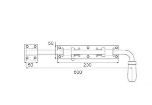 Засов гаражный ЗГ-600 (серый)