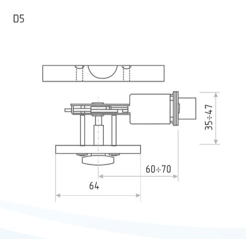 Н-М  Замок врезной D5 (старая медь) (фиксатор)