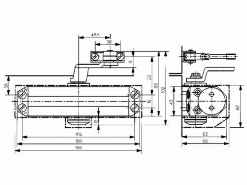 Доводчик  DORMA  TS77-3EN(70 кг) золото