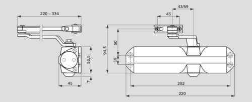 Доводчик  DORMA  TS-68 EN2-4 (90 кг) (белый)