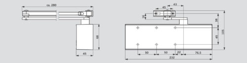 Доводчик  DORMA  TS-71 EN3/4 (до 90 кг) (серебро) без рычага