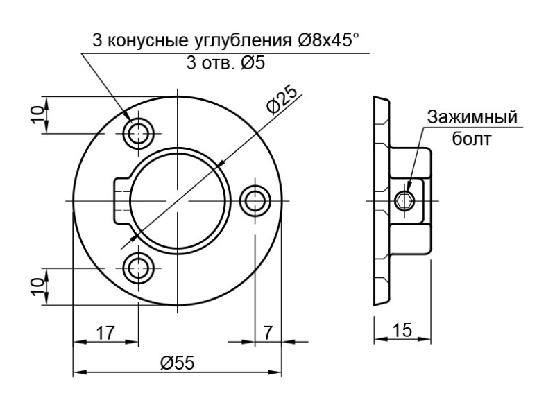 Муфта круглая с фиксатором для трубы 25 мм, L, стальная , штампованная, хром Муфта круглая с фиксатором для трубы 25 мм, L, стальная , штампованная, хром