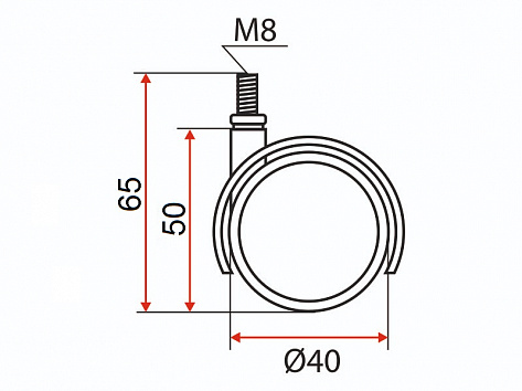 Опора колёсная D40 на резьбе М8 - 111753