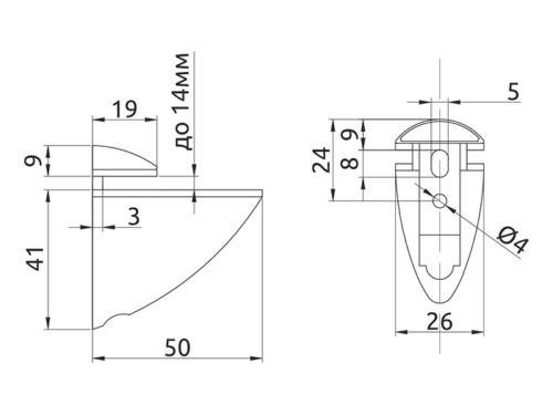 Полкодержатель Пеликан средний 50*50 PB (золото)