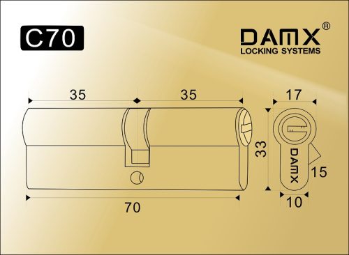 DAMX Цилиндр перфо ключ-ключ C 70 mm SN