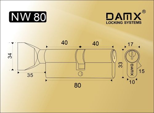 DAMX Цилиндр прос. ключ-вертушка NW 80 mm SN