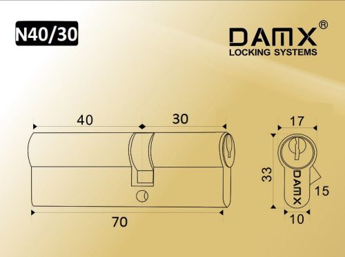 DAMX Цилиндр прос. ключ-ключ N 70 mm (40/30) SN