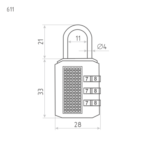 Н-М Замок навесной кодовый 611 (чёрный)