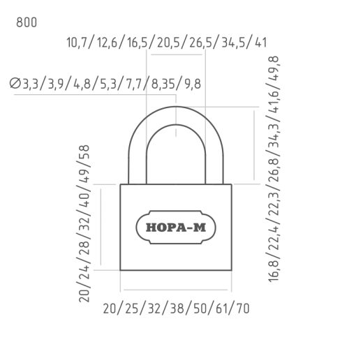 Н-М  Замок навесной ЗН-800-20 мм (2 кл.)
