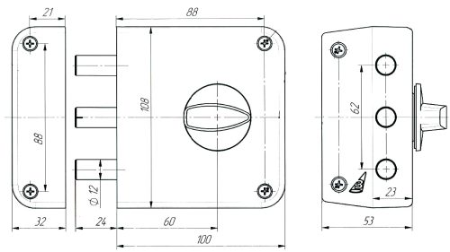 Замок накладной Зенит ЗН 1-3-3 (медь) (аналог 