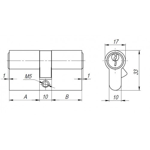 Аллюр Цилиндровый механизм AL-F 70 (25х10х35) CP (хром) перфо ключ