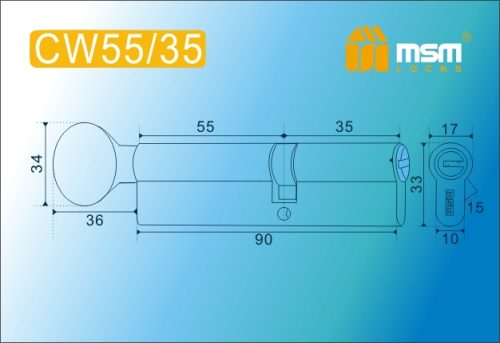 MSM Цилиндр перф. ключ-вертушка , CW 90 mm (55в/35) SN