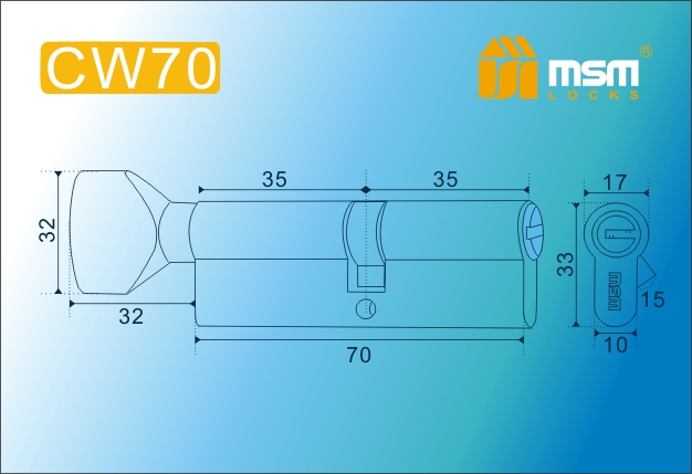 MSM Цилиндр перф. ключ-вертушка , CW 70 mm SN MSM Цилиндр перф. ключ-вертушка , CW 70 mm SN