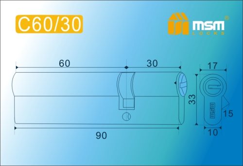 MSM Цилиндр перф. ключ-ключ , C 90 mm (60/30) РВ