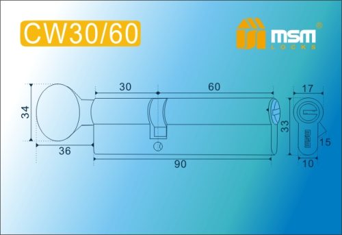 MSM Цилиндр перф. ключ-вертушка , CW 90 mm (30в/60) РВ