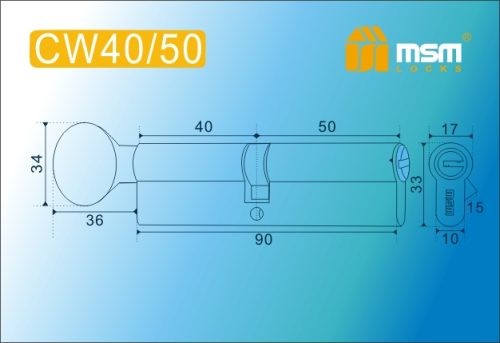MSM Цилиндр перф. ключ-вертушка , CW 90 mm (40в/50) РВ