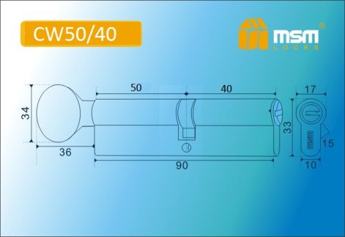 MSM Цилиндр перф. ключ-вертушка , CW 90 mm (50в/40) РВ