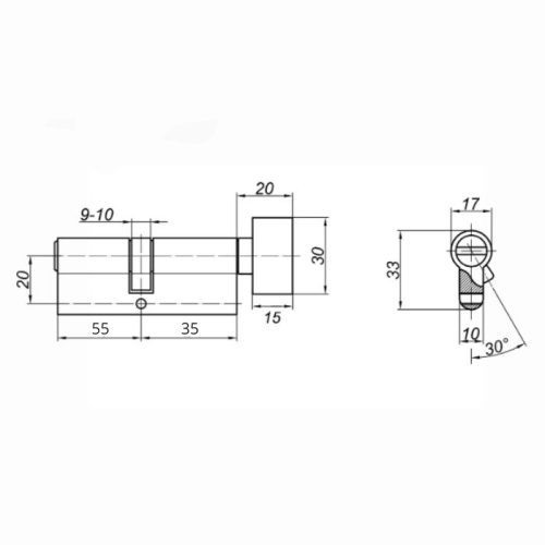 DORMA Цилиндровый механизм CBR-1 90 (55х35В) ключ/вертушка, никель