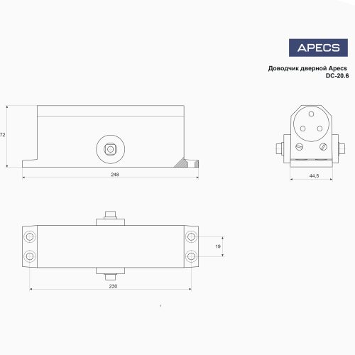 Доводчик дверной Apecs DC-20.6/1400/160-A1-SL