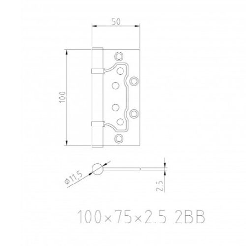 Петля накладная Arsenal 100*75*2,5 2BB BLACK (чёрный)
