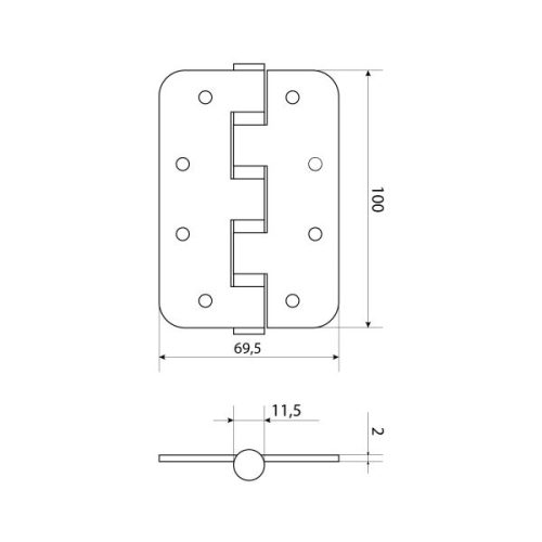Стандарт  Петля 100х70х2,5 4BB SN (матовый никель)