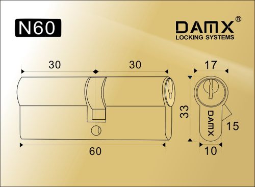 DAMX Цилиндр прос. ключ-ключ N 60 mm AB