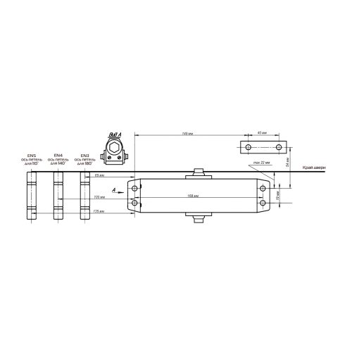 Доводчик NOTEDO DC-025-095 SL+HO+DA+BC PRO (серебро)