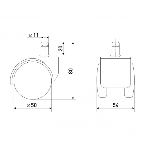 Опора колёсная D50 для офисных кресел Опора колёсная D50 для офисных кресел